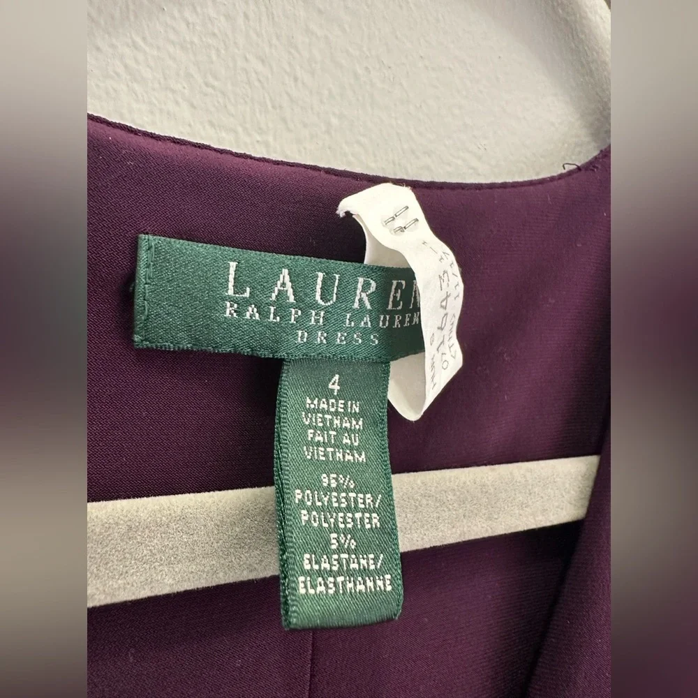Lauren Ralph Lauren Dress Dark Purple 3/4 Sleeves Sexy Cocktail Professional 4